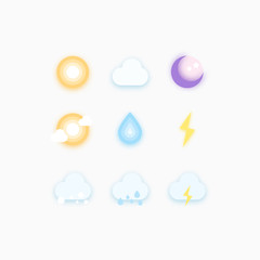 Poster - Clean simple weather vector icon set. Beautiful material flat design weather icons for web and mobile apps.