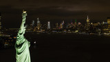 Fototapeta Miasta - Night Statue of Liberty aerial photo
