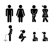 Set Of Toilet Signs. WC Icons.  Toilet Labels. Restroom Signs Illustration.