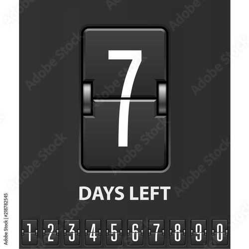 Seven days left, flip scoreboard - mechanical countdown timer Tableau sur Toile