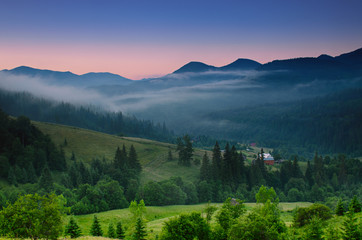 Carpathian mountains summer landscape, vintage hipster natural background