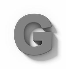 Wall Mural - letter G 3D medium gray isolated on white with shadow - orthogonal projection