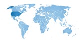 Fototapeta Mapy - World map with a highlighted usa