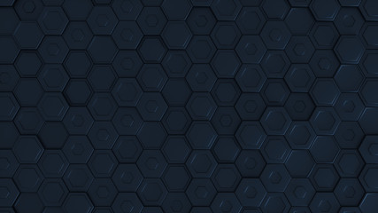 Fototapete - hexagonal geometric background. abstract structure of lots of metal hexagons of different height. cr