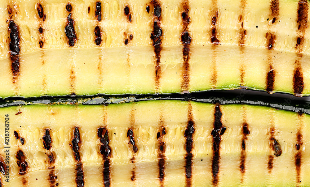 Tasty grilled zucchini, closeup