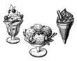 Ice cream hand drawn illustration set