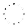 © pyty - Clock face. Hour dial with numbers. Dashes mark minutes and hours. Simple flat vector illustration.
