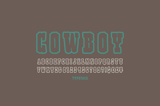 Hollow serif font in the style of handmade graphics