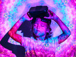 © ADDICTIVE STOCK - Focused boy with VR glasses under projection