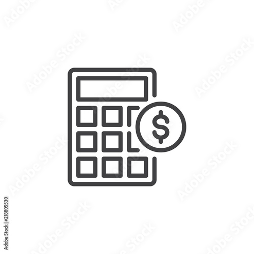 Calculator And Dollar Coin Outline Icon Linear Style Sign For Calculator And Dollar Coin Outline Icon Linear Style Sign For Mobile Concept Web Design