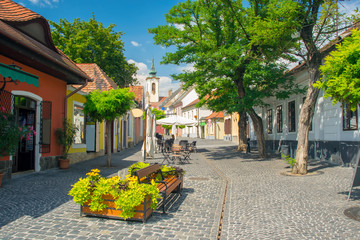 Scenic view of old town of Szentendre, Hungary at sunny summer day