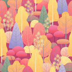 Wall Mural - Seamless Pattern with Autumn Forest