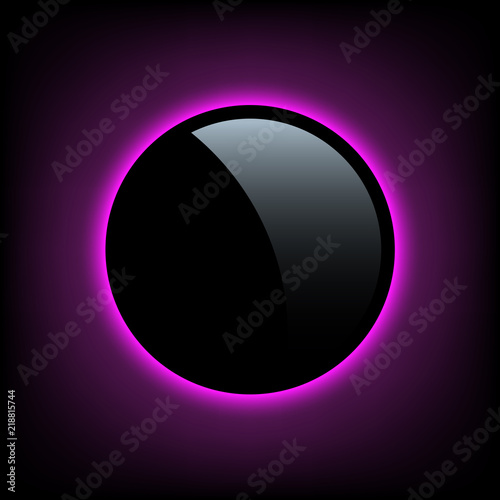 Fotografía Black button with purple glow behind. Vector design element.