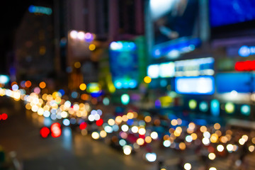 Wall Mural - Abstract blurred of traffic jam at night time.