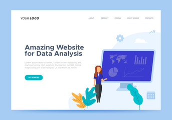 Web page design template for data anlysis. Modern and trendy vector illustration concept for website and mobile development.