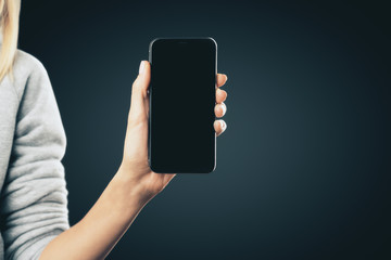 Poster - Female hand with cellphone