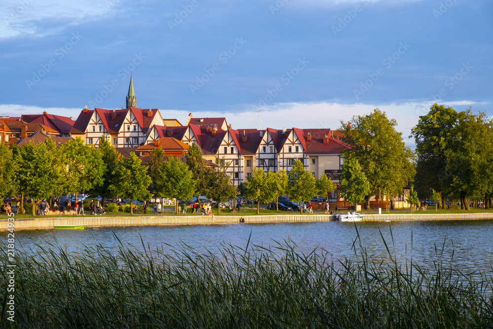 Elk, Poland - Panoramic view of the town of Elk at the Elckie lake - obrazy, fototapety, plakaty 