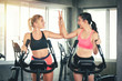 Fitness Sport Women Workout in Gym Together on Treadmill - Healthcare and Lifestyle Concept