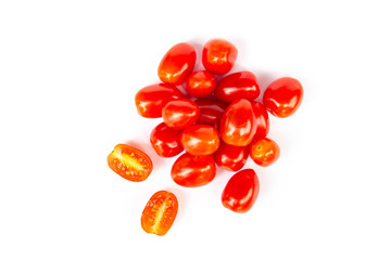 Cherry tomatoes isolated on white background.