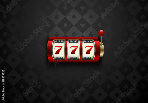 Fotografía Vector red casino slot machine with lucky seven