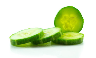 Cucumber slice isolated on white background