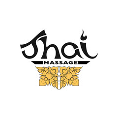 Poster - Logo for Thai massage with traditional thai ornament, pattern el