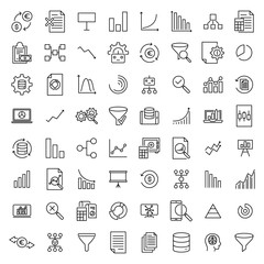 Sticker - Modern outline style analysis icons collection. 