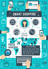 Aufkleber - Online smart shopping vector poster