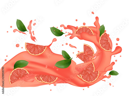 Grapefruit Splash Illustration Splashing Juice Cocktail Falling