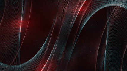 Poster - abstract wavy structure with millions of glowing particles. magic background with luminous dots. swi