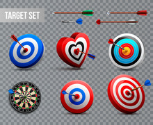 Realistic Target Transparent Icon Set