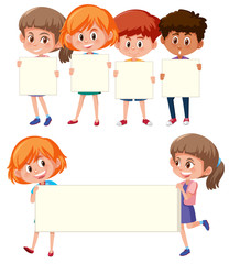 Wall Mural - Children holding the balank banner