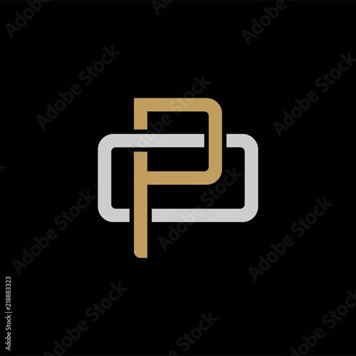 Fotomural Initial letter O and P, OP, PO, overlapping interlock logo, monogram line art st