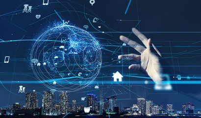 Poster - Smart city and IoT (Internet of Things) concept. ICT (Information Communication Technology).