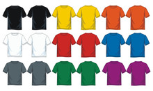 Colorful Blank T Shirt, Front Look And Back.