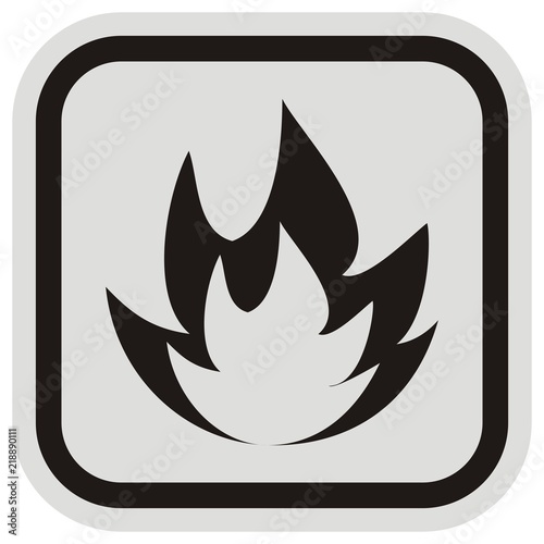 Fotografie, Obraz Beware of the danger of fire, waring sign, vector icon