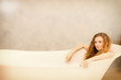 © pic for you - Young woman relaxing in bath.beautiful woman lying in bathtub.