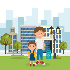 Wall Mural - father with son on the park