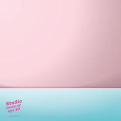 Aufkleber - PrintVector of Empty pastel pink and blue two tone color studio room background ,Template mock up for display of product,summer backdrop.