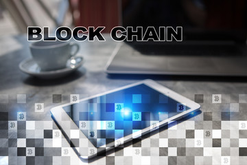 blockchain technology concept. internet money transfer. cryptocurrency.