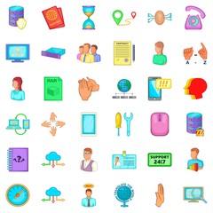 Poster - Telecommunication icons set. Cartoon style of 36 telecommunication vector icons for web isolated on white background