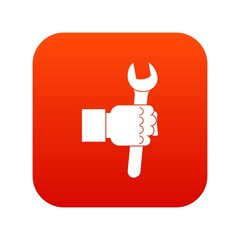 Poster - Wrench tool in man hand icon digital red for any design isolated on white vector illustration