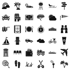 Poster - Trip icons set. Simple style of 36 trip vector icons for web isolated on white background