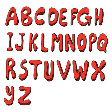 Set of Font doodle vector. Creative colour art hand draw illustration on white eps10
