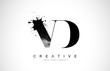 © ankreative - VD V D Letter Logo Design with Black Ink Watercolor Splash Spill Vector.