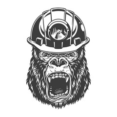 Sticker - Angry gorilla in monochrome style