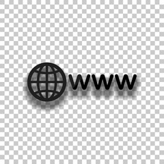 Poster - symbol of internet with globe and www. Black glass icon with sof