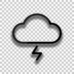 Wall Mural - cloud and lightning. simple outline icon. linear symbol with thi