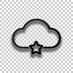 Poster - bookmark cloud database. linear symbol with thin outline. simple