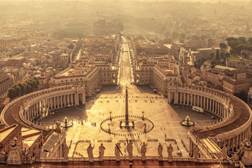 Fototapete - Aerial view of St Peter's square in Vatican, Rome Italy